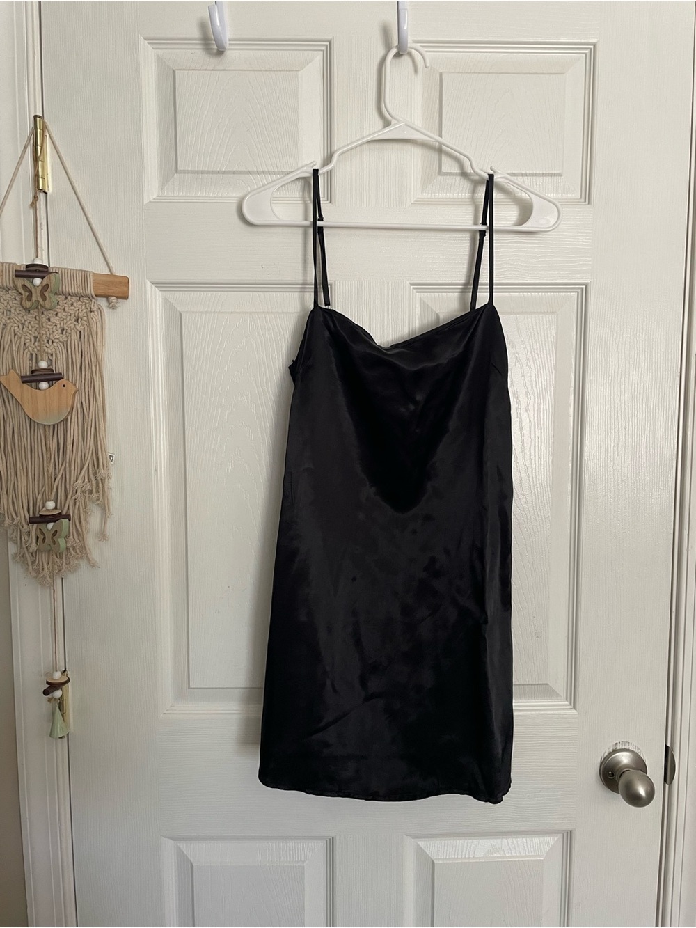 Beige Botany Women’s size Small Black 100% Acetate Silk Slip Dress